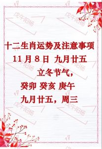 立冬生肖运势一览：运势高低起伏，财运健康提醒！