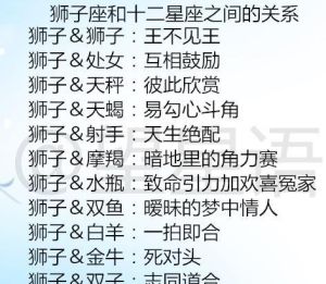 狮子座性格解析与水瓶天蝎处女的兼容之道