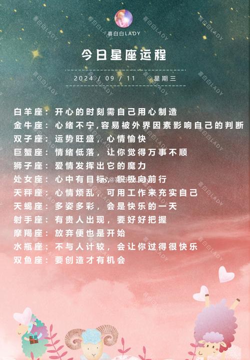 2024年11月9日星座运势盘点：注意事项及建议