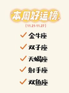 本周四大星座好运来袭：事业感情双丰收！