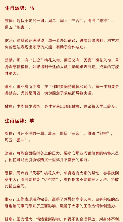 本周运势波动大：周一至周三吉，周四至周日需谨慎