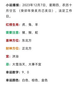 12月7日生肖运势解析：稳定为上，各生肖运势指南