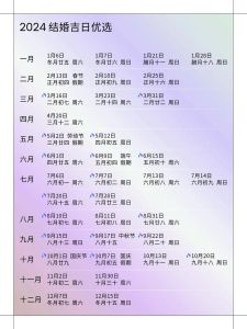 2024年10月黄道吉日：把握良辰吉日，开启幸福新篇章