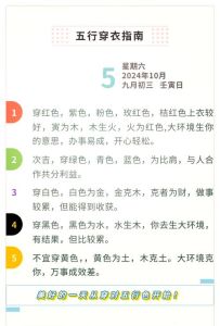 今日五行穿衣指南：生肖好运穿搭揭秘
