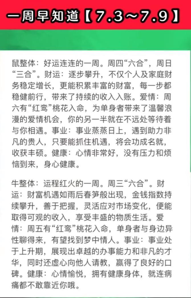 生肖星座爱情运势：邂逅良缘，甜蜜生活一周预报！
