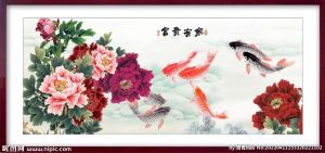 卧室三宝：牡丹图九鱼图绿植，旺夫妻情谊财运