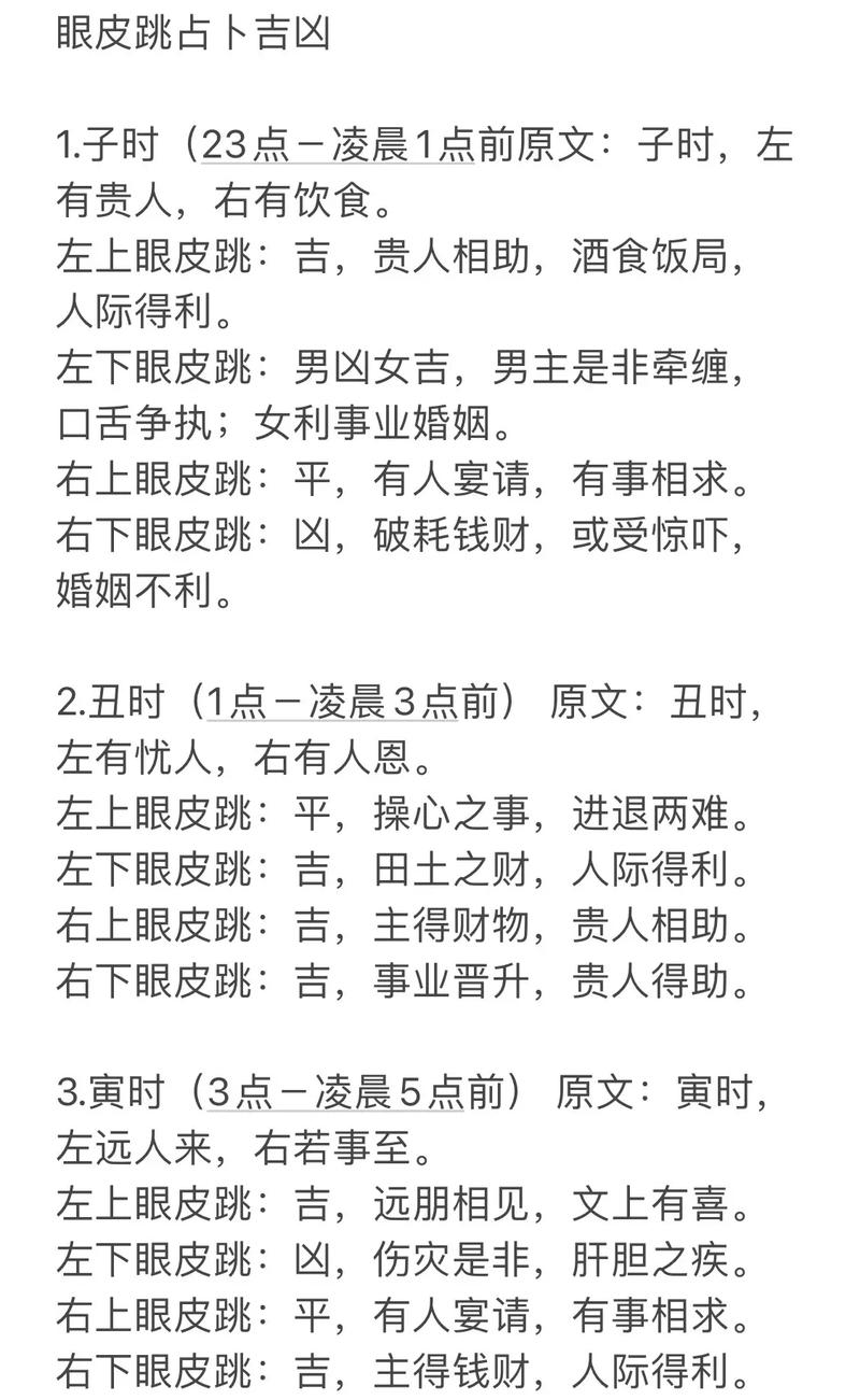 眼皮跳吉凶揭秘：传统文化中的神秘预兆与风水解析