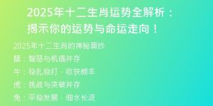 2025年生肖运势揭秘：木火相生，揭秘你的运势密码