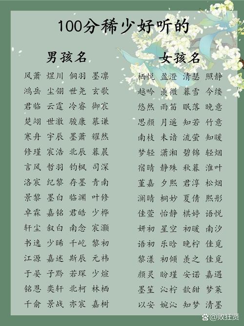 女孩取名打分100秘籍：打造诗意经典好名