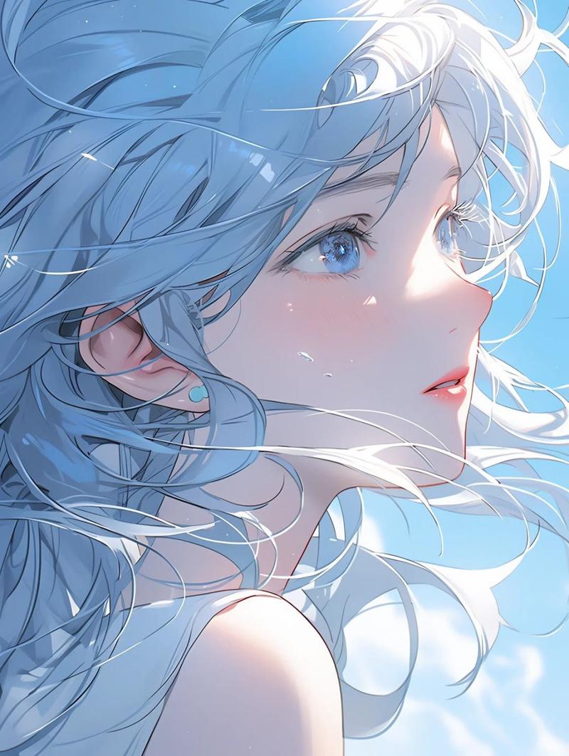 蓝色女性魅力内省忠诚的神秘魅力