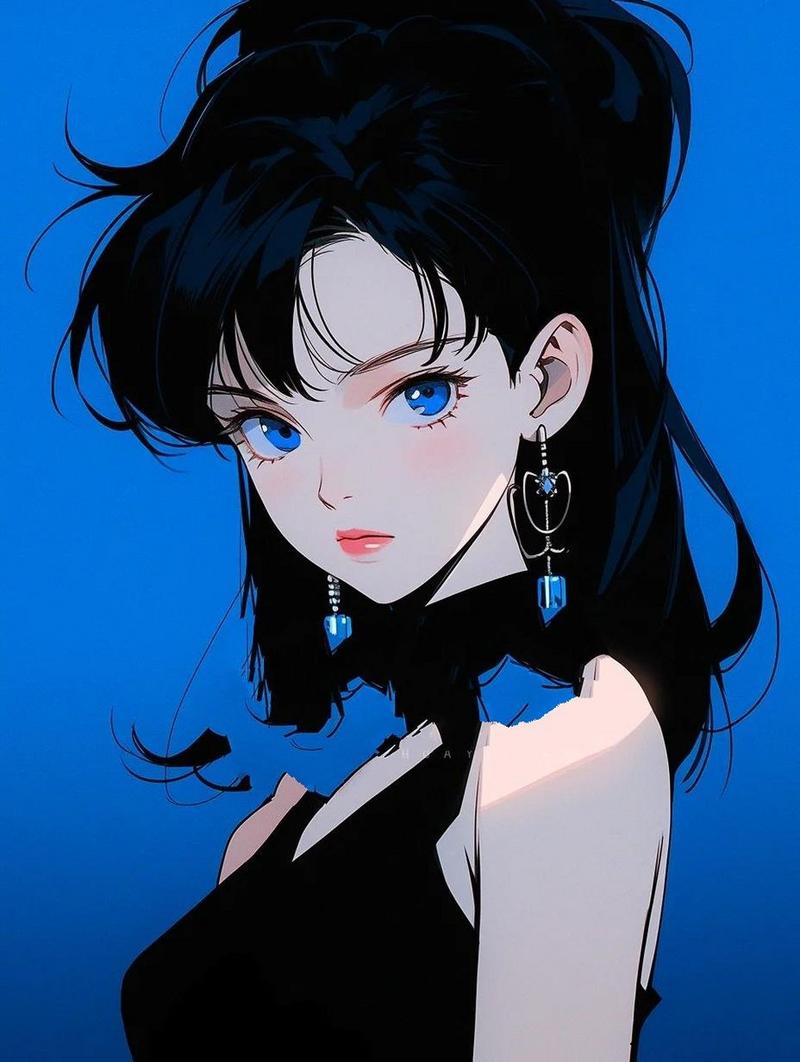 蓝色女性魅力内省忠诚的神秘魅力