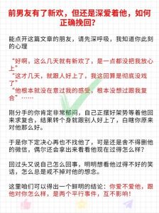 挽回新欢前男友：情感裂痕后的重生之路