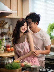 漂亮的后妈与继子在厨房里的温馨瞬间，甜蜜秀恩爱暖心又感人